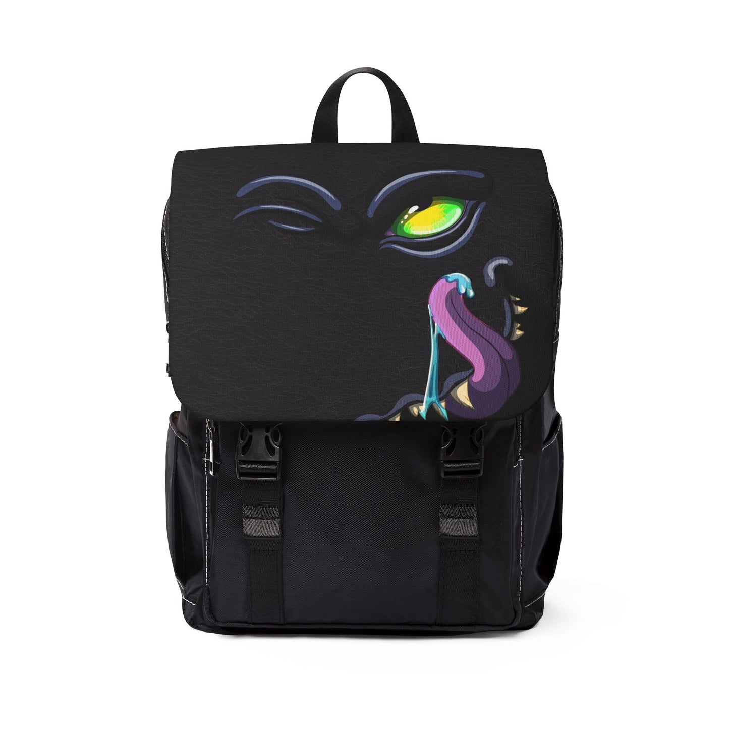 buy fantasy leather backpack Black Leather Texture Mimic Shoulder Backpack