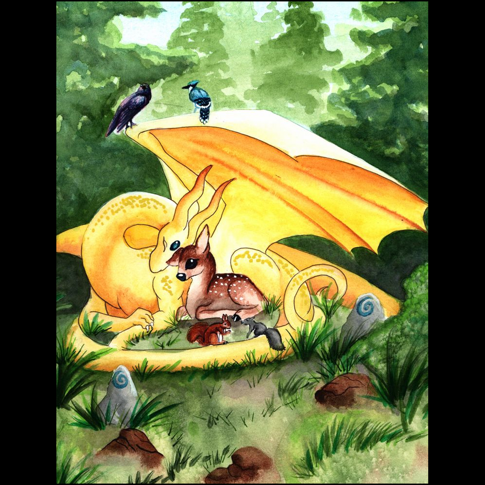 Dragon Oracle: Sunshine Yellow Dragon Giclée Print